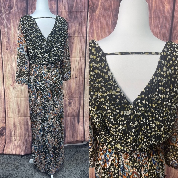 DR2 boho paisley lined boho 3/4 sleeves tassels dress women’s size S? - Picture 5 of 15